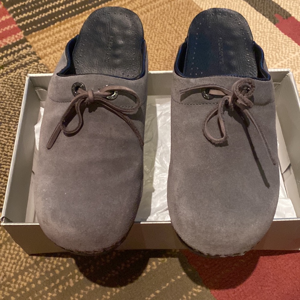 Lands End Suede gray clogs